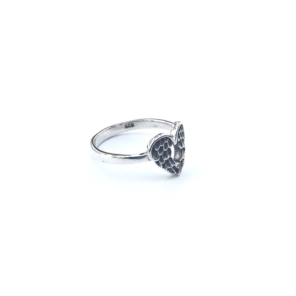 Heart Angel Wings Sterling Silver Ring - Picture 7 of 8